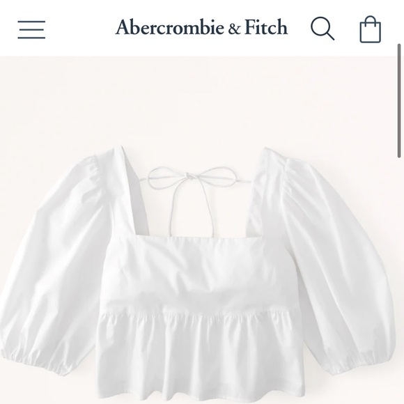 A&F Puff Sleeve Poplin Squareneck Top - Picture 3 of 7